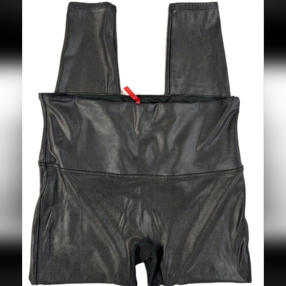 Spanx Faux Leather Leggings 2437P Women's Size 2X Black High Waist Shaper